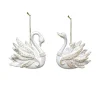 ORN WHITE/GOLD SWAN 3.75″ BRUSHED W/ GLTR. 2/S