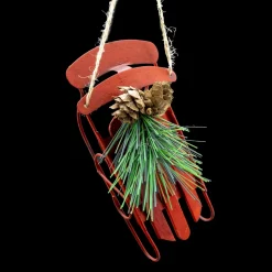 ORN WINTER METAL SLED 5.5″ RED