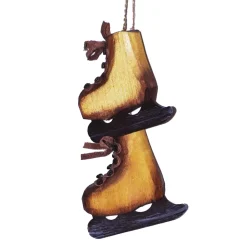 ORN WINTER WOODEN ICE SKATES 3″ BROWN