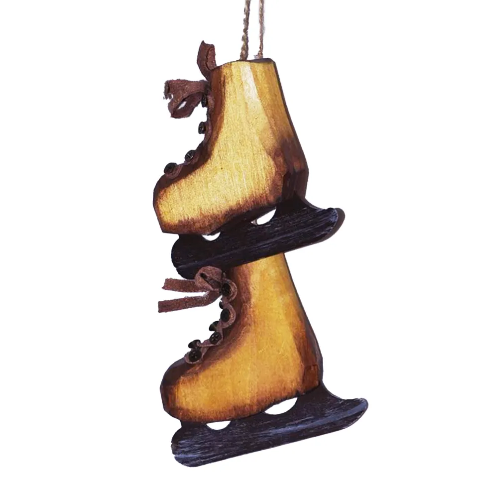 ORN WINTER WOODEN ICE SKATES 3″ BROWN