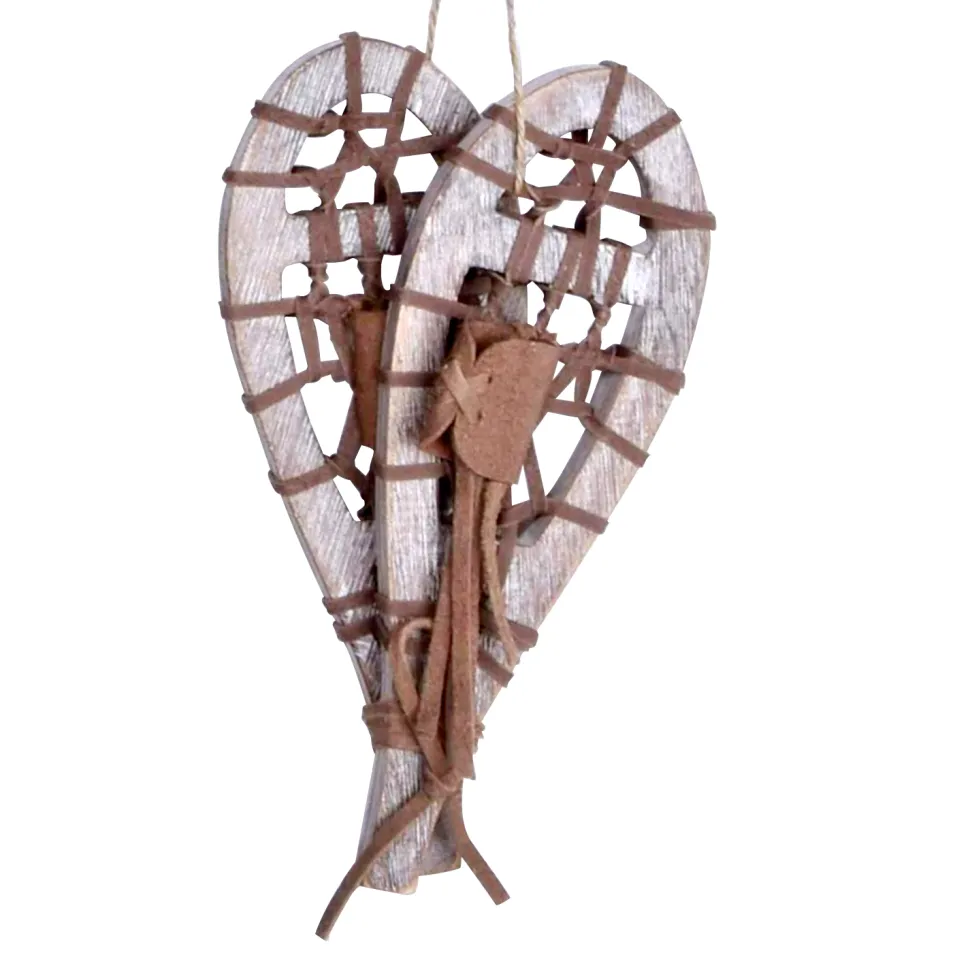 ORN WINTER WOODEN SNOWSHOES 7.5″ WHITE WASHED