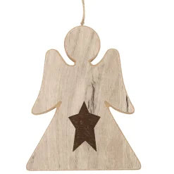 ORN WOODEN ANGEL 6″ NATURAL WITH STAR
