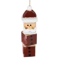 ORN WOODEN BLOCKS 5.5″ RED SANTA