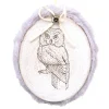 ORN WOODEN DISC 4.5″ BIRCH W/ OWL & FUR TRIM