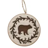ORN WOODEN DISC 3″ NATURAL WITH BEAR