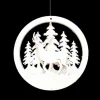 ORN WOODEN DISC 4″ TREE/DEER CUT OUT WHITE