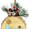 ORN WOODEN DISC 6″ W/PEACE LED