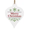 ORN WOODEN FINIAL 4″ W/ RED/ GREEN MERRY CHRISTMAS PRINT