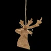 ORN WOODEN MOOSE HEAD 6.25″ BROWN FUR W/BELL