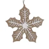 ORN WOODEN SNOWFLAKE 5.5″ BROWN/WHITE