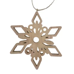 ORN WOODEN SNOWFLAKE 6″ BROWN/NATURAL