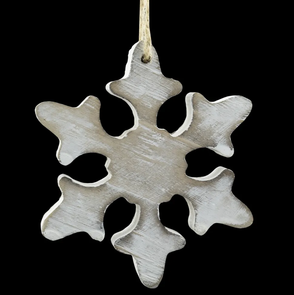 ORN WOODEN SNOWFLAKE 4.25″ WHITE WASHED