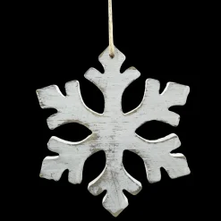 ORN WOODEN SNOWFLAKE 6″ WHITE WASHED