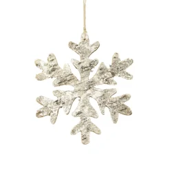 ORN WOODEN SNOWFLAKE 8″ WOOD/BIRCH LOOK W/GLTR