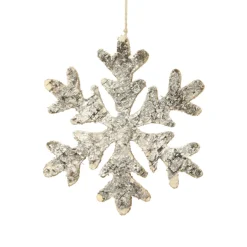 ORN WOODEN SNOWFLAKE 10″ WOOD/BIRCH LOOK W/ GLTR