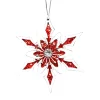 ORN WOODEN SNOWFLAKE WOODEN 6″ W/GEM RED/WHITE