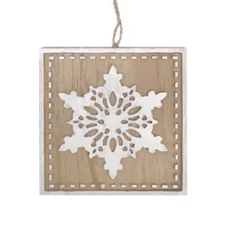 ORN WOODEN SNOWFLAKE 4.5″x4.5″ NATURAL/WHITE