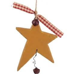 ORN WOODEN STAR 4″ BROWN
