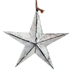 ORN WOODEN STAR HANGING DECOR 6.5″ WHITE WASHED