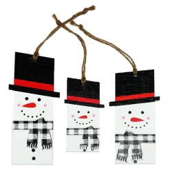 ORN WOODEN TAG SNOWMAN 6.69″/4.33″/5.51″ RED/BLACK/WHITE 3 ASST
