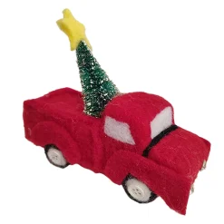 ORN WOOL AUTO TRUCK 5.5″ WITH CHRISTMAS TREE
