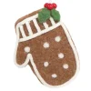 ORN WOOL BAKERY GINGERBREAD MITTEN 4.5″ BROWN/WHITE