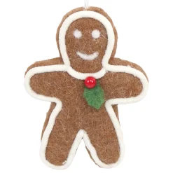 ORN WOOL BAKERY GINGERBREAD BOY 4.5″ BROWN/WHITE