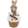 ORN WOOL BAKERY MOUSE 6.5″ BROWN/WHITE MOUSE ON A CUP CAKE