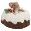 ORN WOOL BAKERY MOUSE TABLE DECOR 3.5″ BROWN/WHITE ON A CAKE