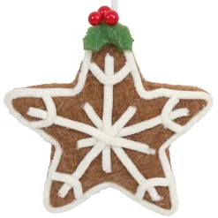 ORN WOOL BAKERY STAR COOKIE 4.5″ BROWN/WHITE