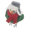 ORN WOOL BIRD 4″X5″X6″ W/ GRAY HAT&RED SCARF