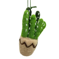 ORN WOOL CACTUS IN A POT 4.5″ GREEN