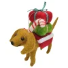 ORN WOOL DOG CARRYING GIFT BOXES 4.5″ RED/BROWN