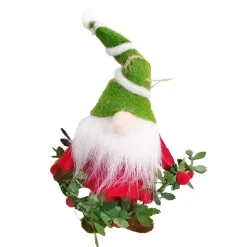 ORN WOOL GNOME WITH HOLLY LEAF GARLAND 5.5″