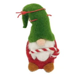 ORN WOOL GNOME 2″X3″ HOLDING CANDY CANE