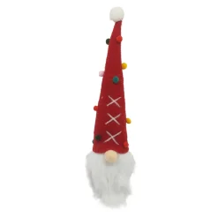 ORN WOOL GNOME 3″X4″X13″ W/ RED HAT MULTI DOTS