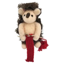 ORN WOOL HEADGEHOG 4.5″ W/ KNITTING SCARF