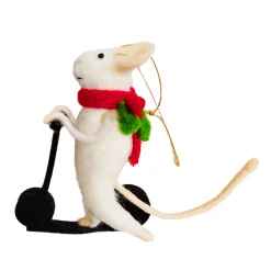 ORN WOOL MOUSE 4.5″ ON A SCOOTER