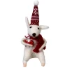 ORN WOOL MOUSE 3.5″ W/CANDY CANE RED NORDIC HAT