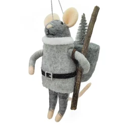 ORN WOOL MOUSE BAGPACK W/ TREE 5″ GREY/BLACK