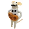 ORN WOOL MOUSE CHEF HOLDING PRETZEL 4.5″ BROWN/WHITE