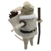 ORN WOOL MOUSE HIKING W/ CONE & SACK 5″ GREY/BROWN