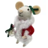 ORN WOOL MOUSE HOLDIN BAUBLE ORNAMENT 4.5″ RED/WHITE