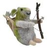 ORN WOOL MOUSE HOLDING BOW & ARROW 4″ GREEN/GREY