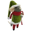 ORN WOOL MOUSE HOLDING CANDY CANE 4.5″ RED/GREEN