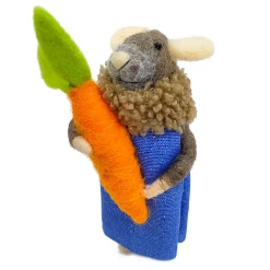ORN WOOL MOUSE HOLDING CARROT 4″ BLUE/ORANGE