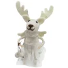 ORN WOOL MOUSE REINDEER W/ SKIRT 6.5″ ICED/WHITE