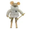 ORN WOOL MOUSE SKIING 4.5″ CREAM/GREY