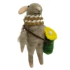 ORN WOOL MOUSE W/ BAG & FLOWER 4.5″ YELLOW/ GREY