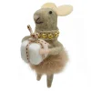 ORN WOOL MOUSE W/ SKIRT & GIFT BOX 5.5″ GREY/PINK
